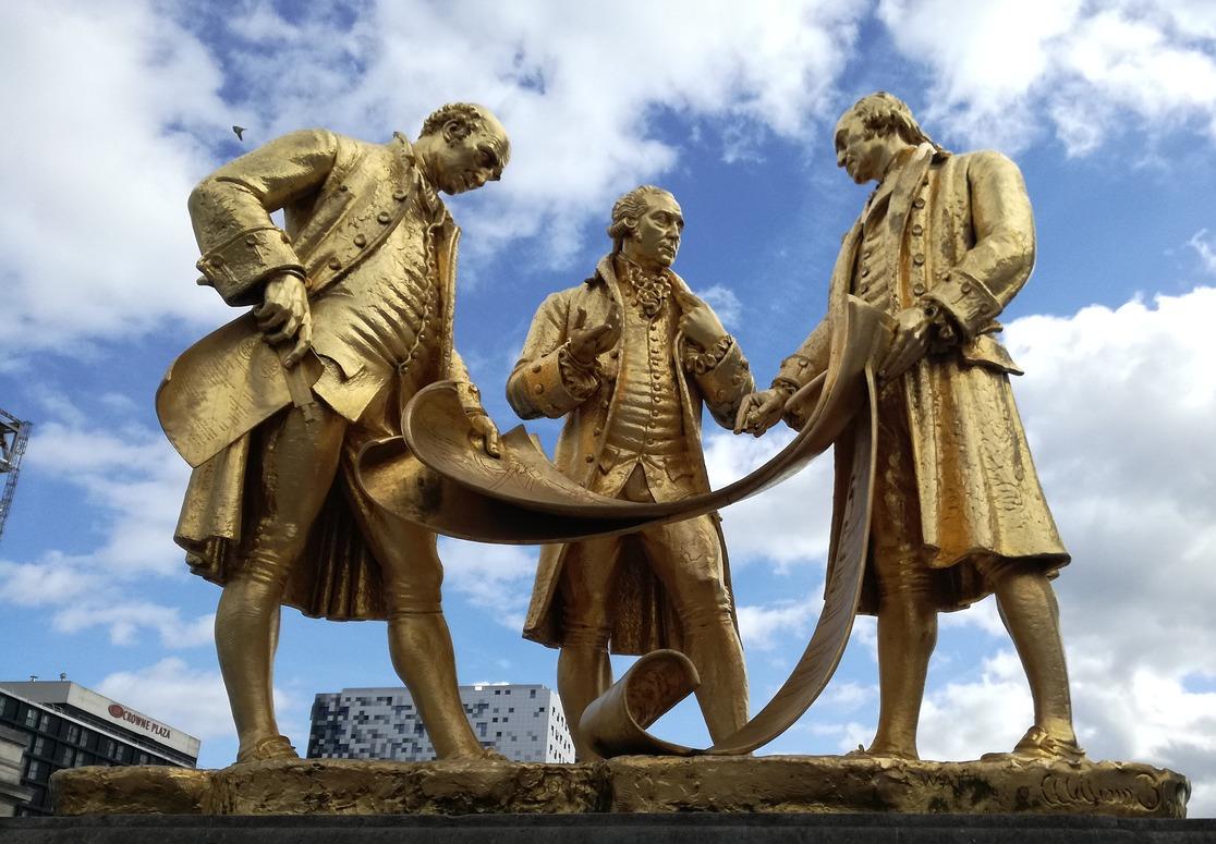 Statue in Broad Street, Birmingham (Matthew Boulton, James Watt & William Murdoch)